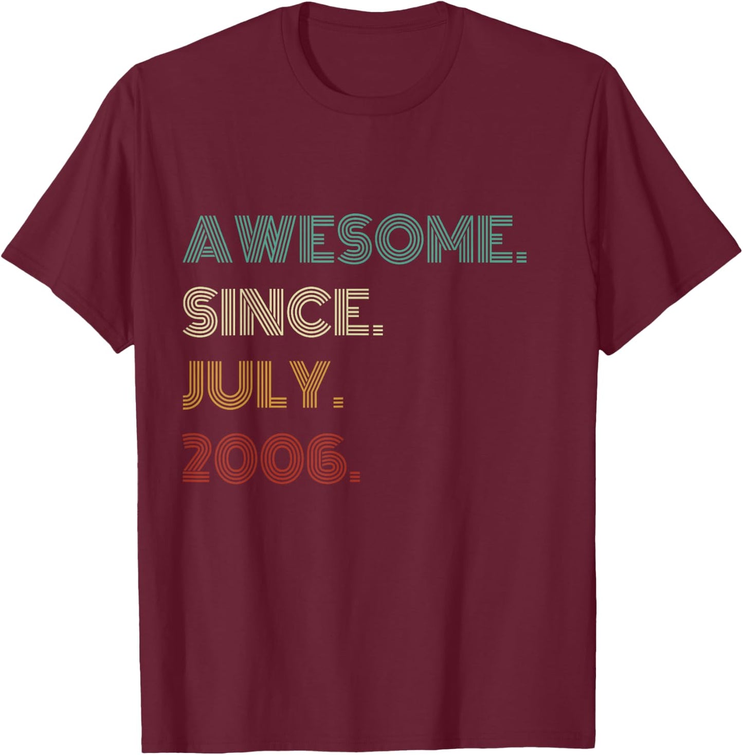 20 Years Old Awesome Since July 2006 20th Birthday T-Shirt - T-Shirt | Maroon