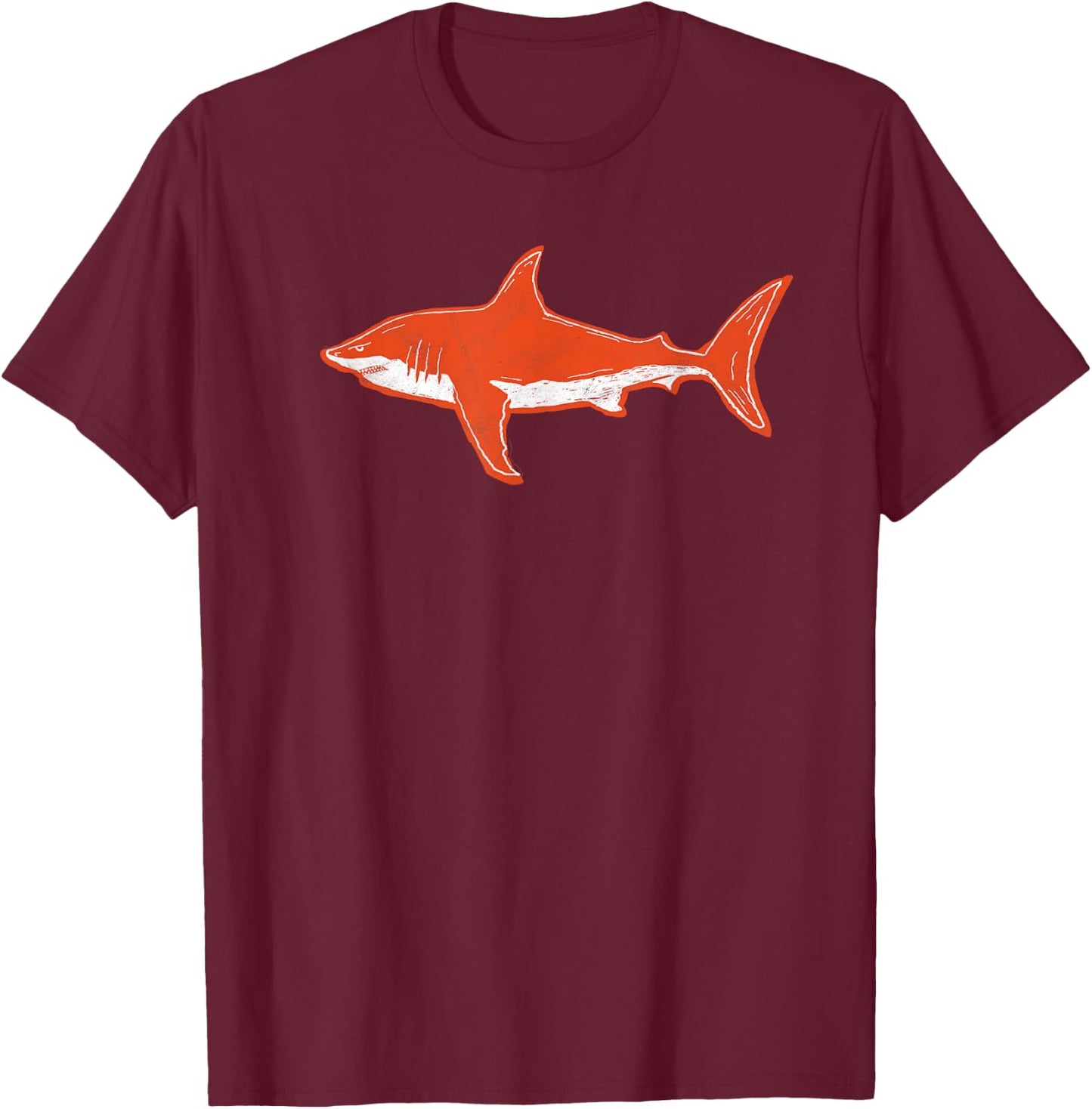 Retro Orange Shark Vintage 80s Style Graphic T-Shirt - T-Shirt | Maroon