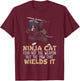 Ninja Cat Mercenary Shuriken Kunai Shinobi Kitty Lover Women Kids T-Shirt - T-Shirt | Maroon