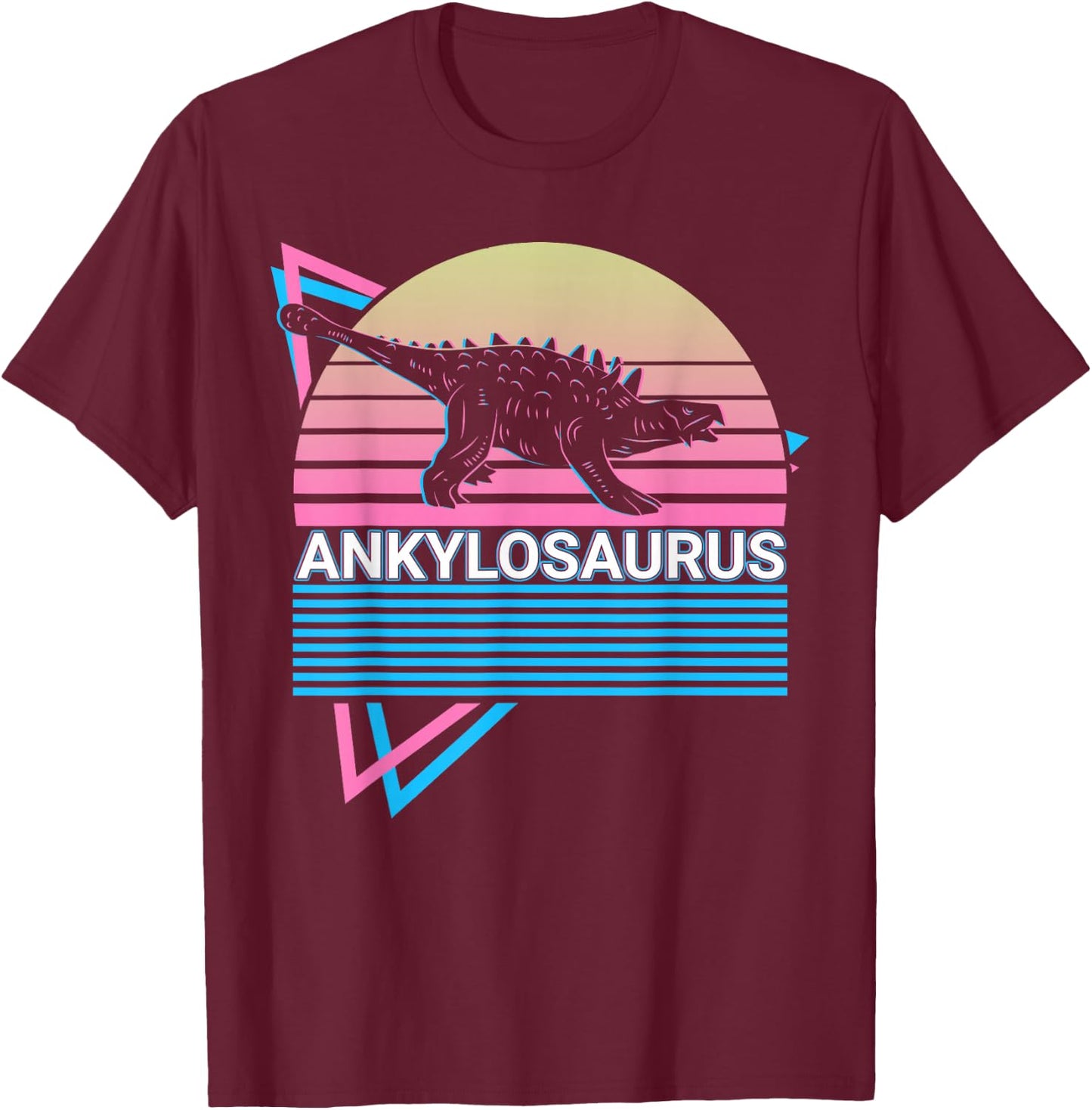 Ankylosaurus Dinosaur Retro T-Shirt - T-Shirt | Maroon