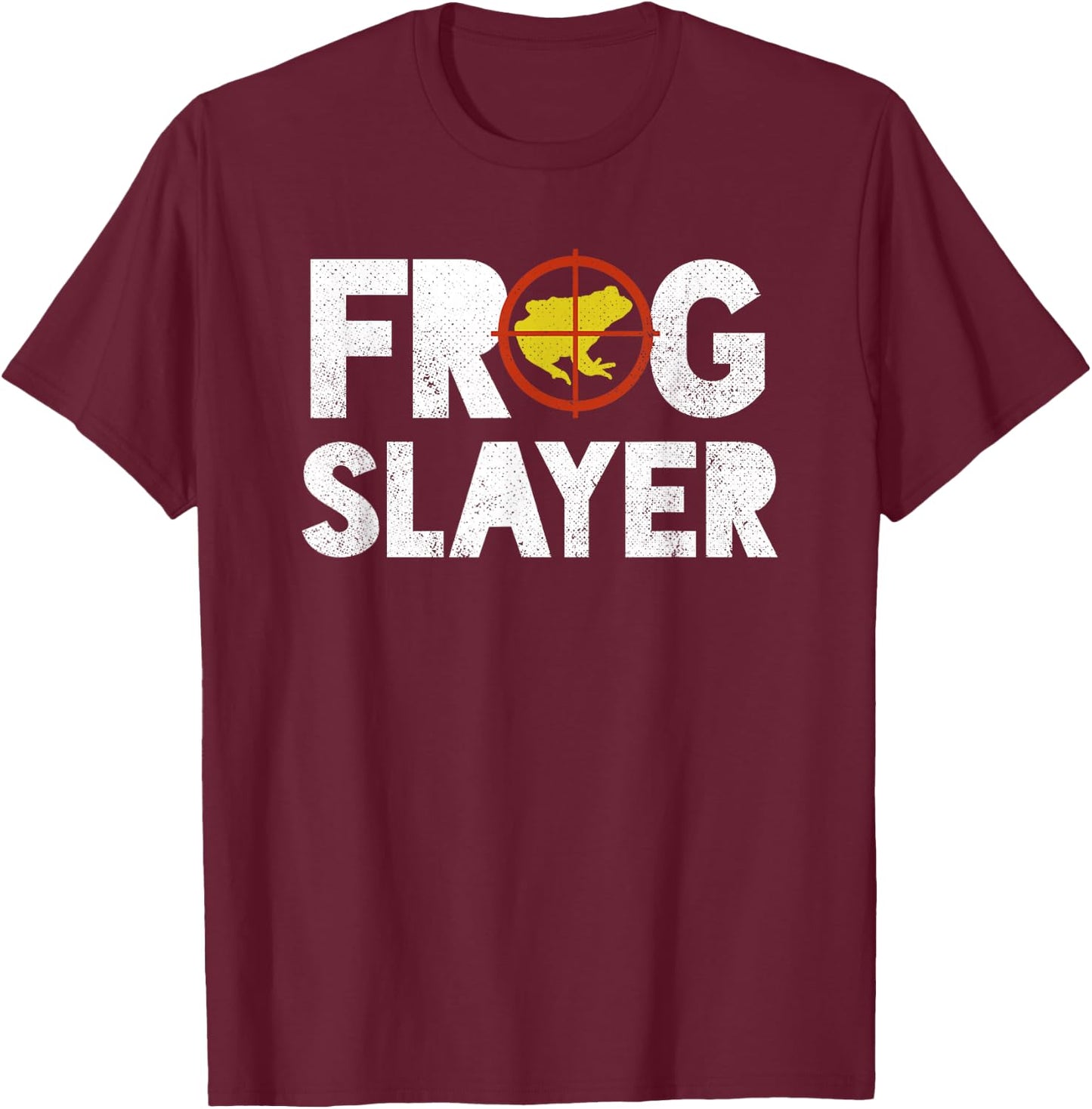 Frog Slayer Bullfrog Hunting Gift Gigging T-Shirt - T-Shirt | Maroon