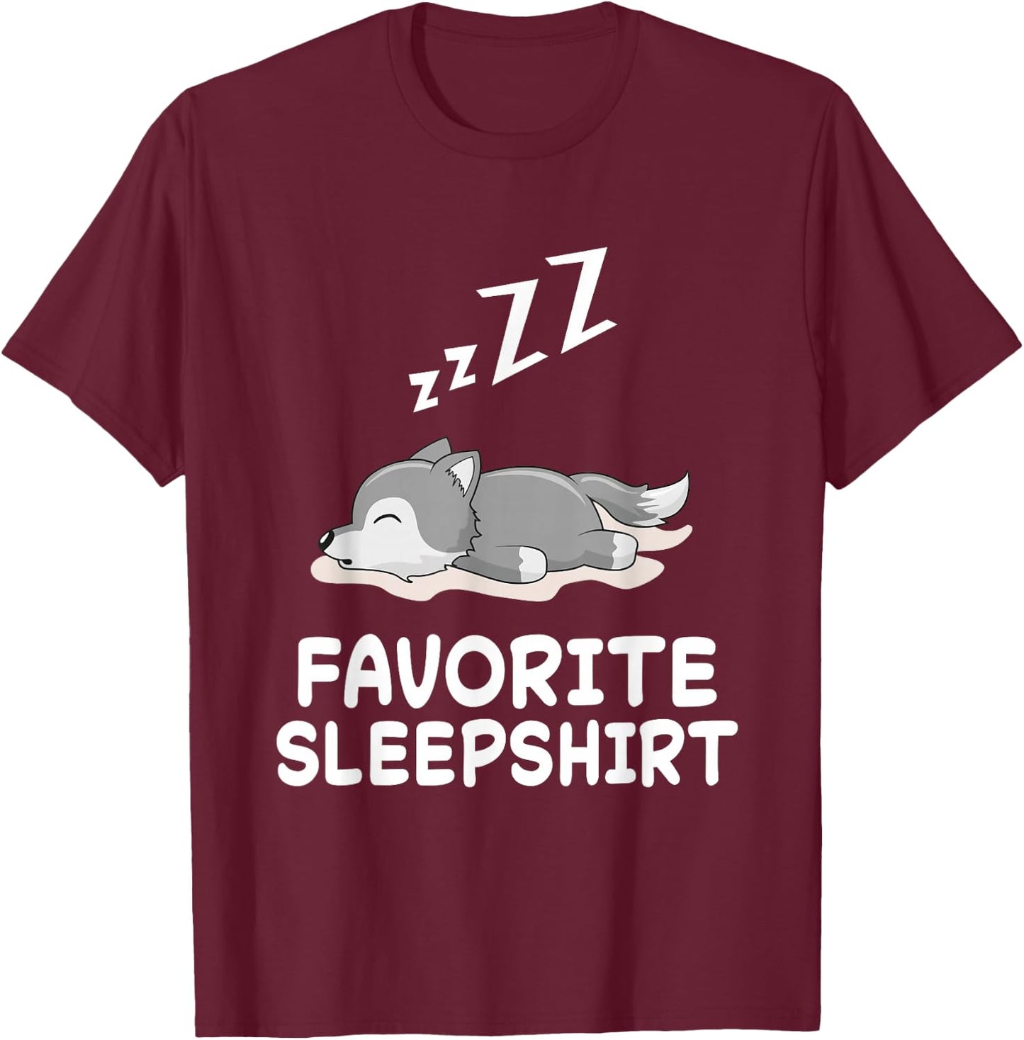 Wolf Wolves Nap Sleeping Sleep Pajama Pajamas Nightgown T-Shirt - T-Shirt | Maroon