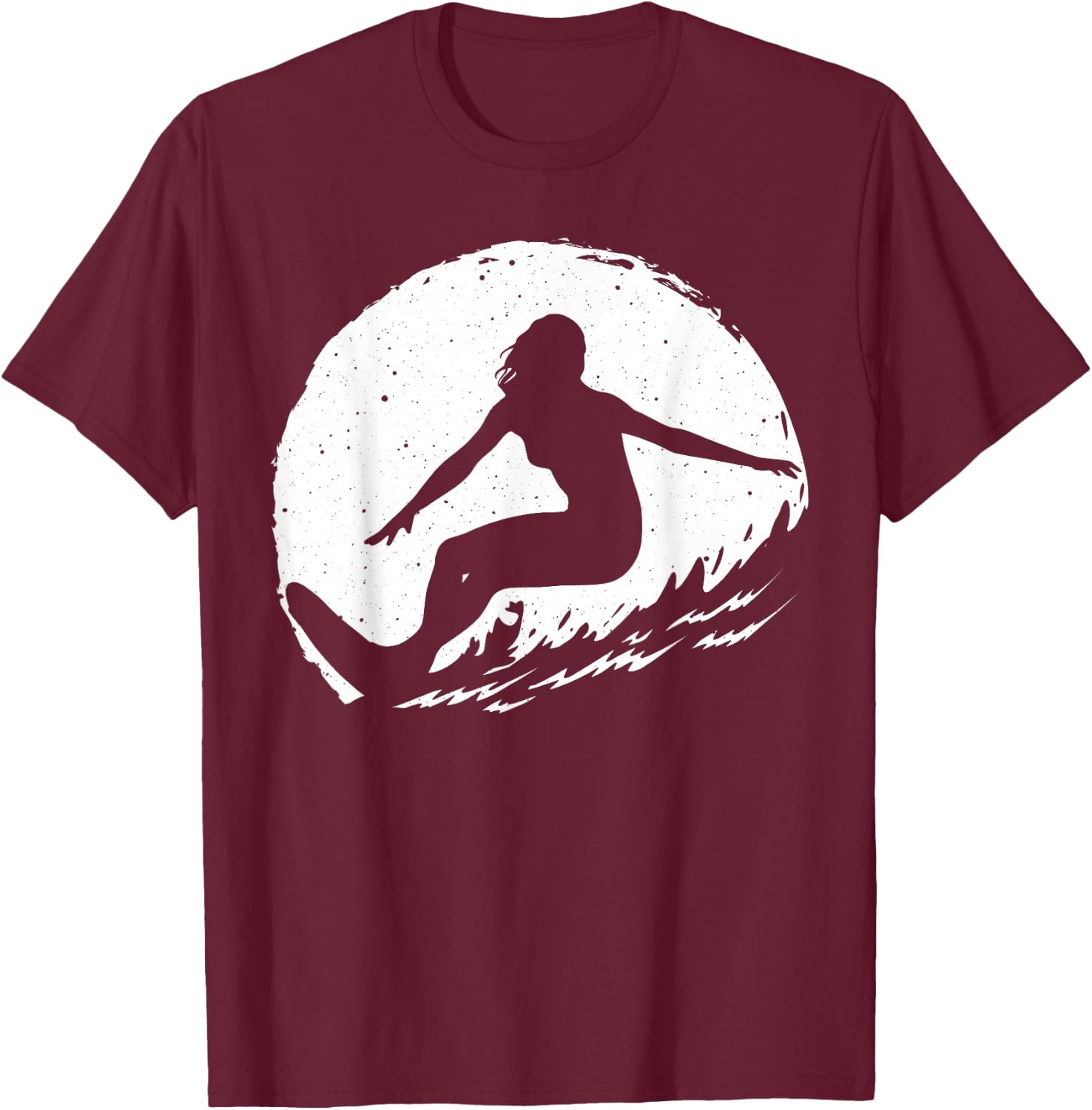 Surf Art Girls Beach Surfer Hawaiian Wave Surfing T-Shirt - T-Shirt | Maroon