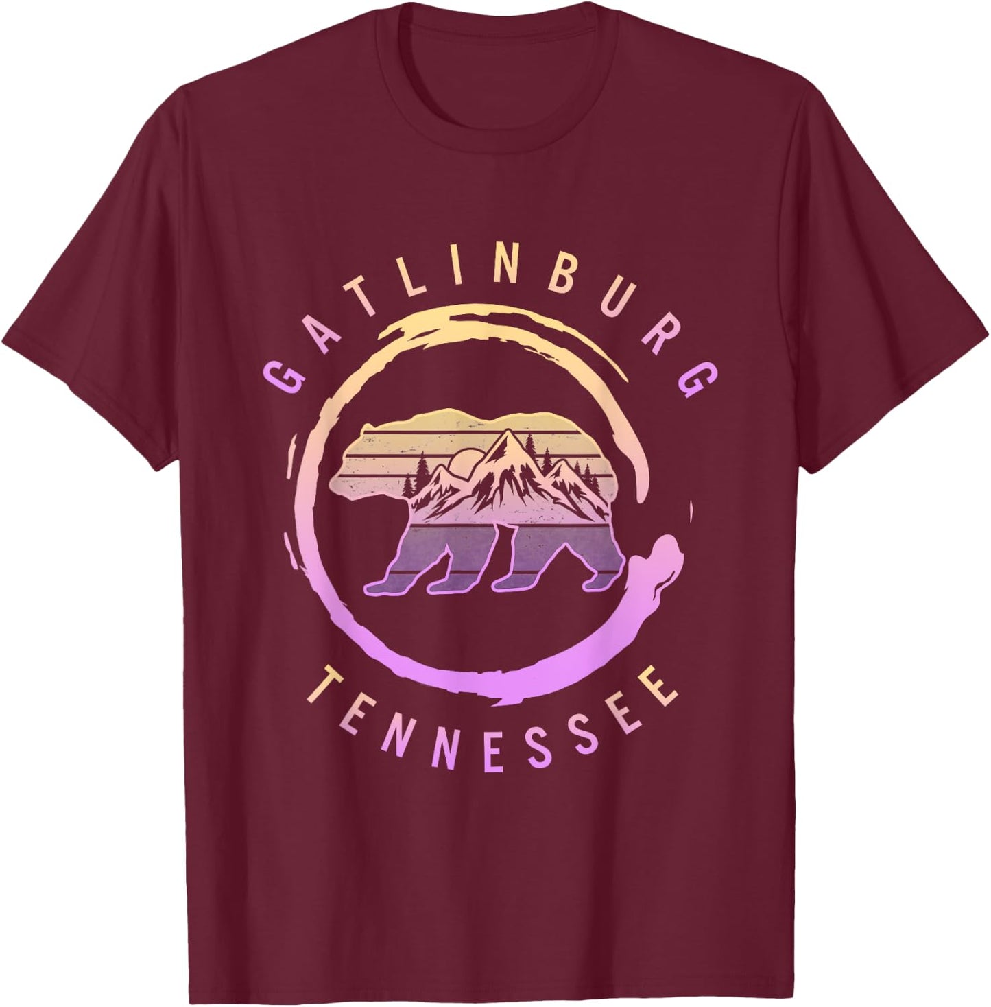 Gatlinburg Tennessee Great Smoky Mountains Bear Souvenir T-Shirt - T-Shirt | Maroon