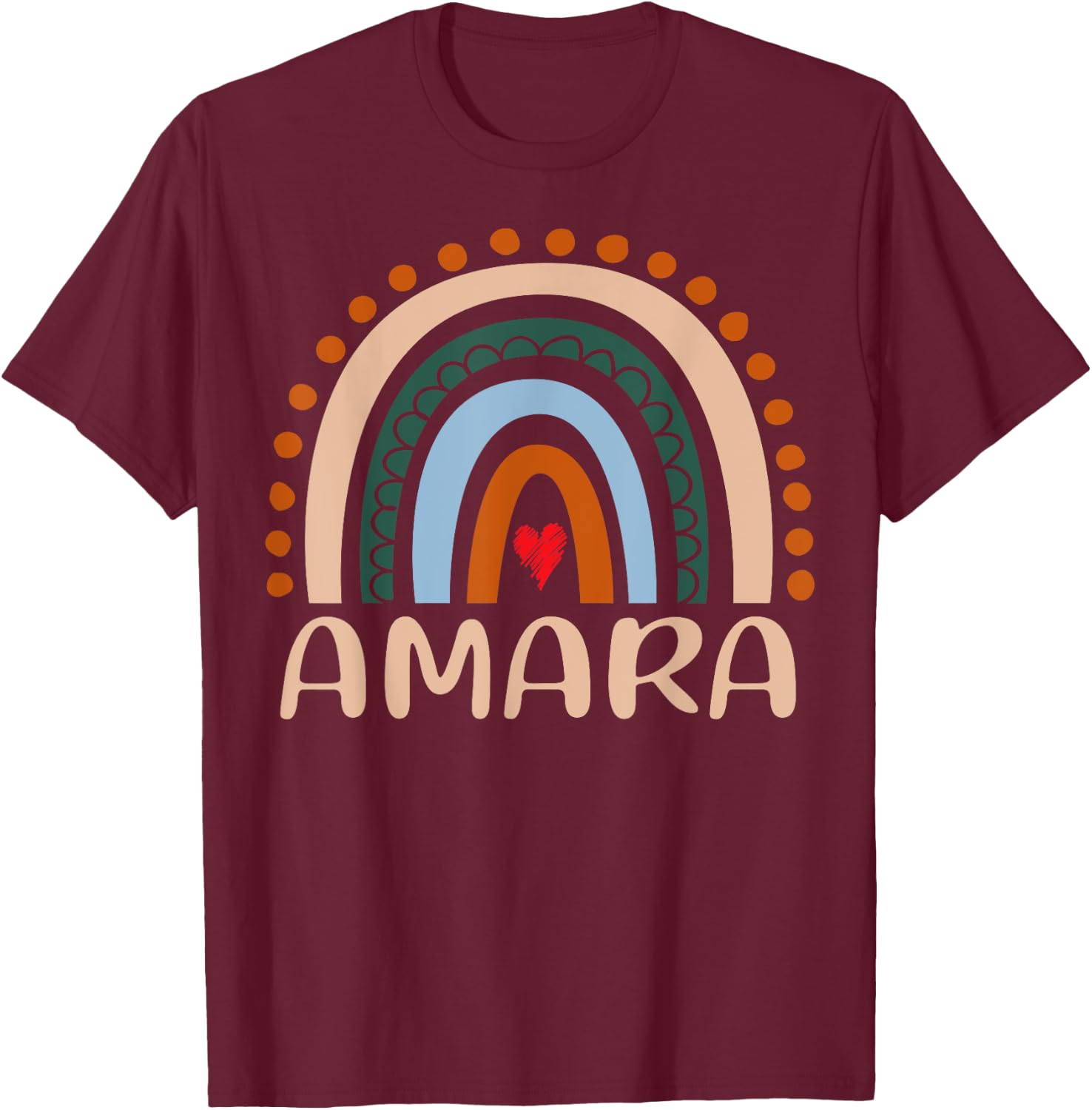 Amara Name Personalized Funny Women Rainbow Amara T-Shirt - T-Shirt | Maroon