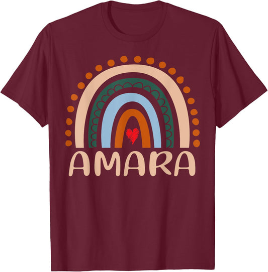 Amara Name Personalized Funny Women Rainbow Amara T-Shirt - T-Shirt | Maroon