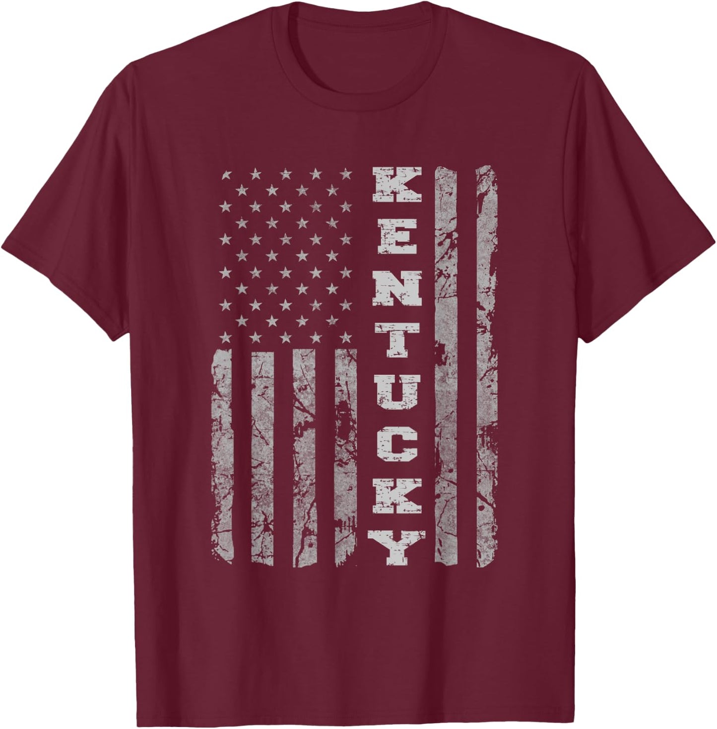 Kentucky Pride, American Flag T-Shirt - T-Shirt | Maroon