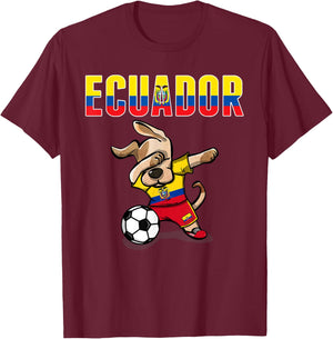 Dabbing Dog Ecuador Soccer Fans Jersey Ecuadorean Football Men Women Girls Kids T-Shirt - T-Shirt | Maroon