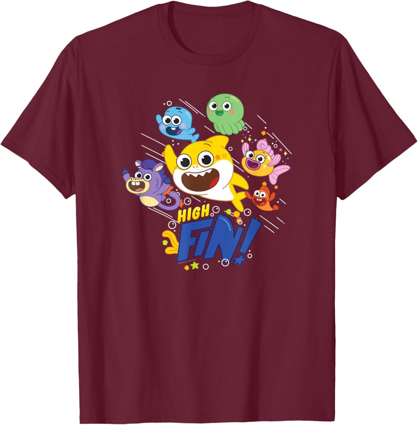 Baby Shark High Fin T-Shirt - T-Shirt | Maroon