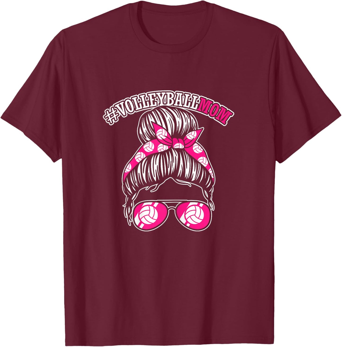 Volleyball Mom | Son Daughter Volleyball Player T-Shirt - T-Shirt | Maroon