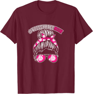 Volleyball Mom | Son Daughter Volleyball Player T-Shirt - T-Shirt | Maroon