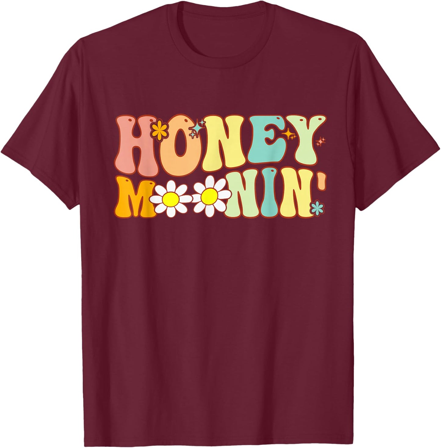 Groovy Honeymoonin Bride Bridal Shower to Honeymoon Vacation T-Shirt - T-Shirt | Maroon