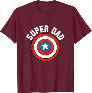 Marvel Father's Day Super Dad Captain America Shield T-Shirt - T-Shirt | Maroon