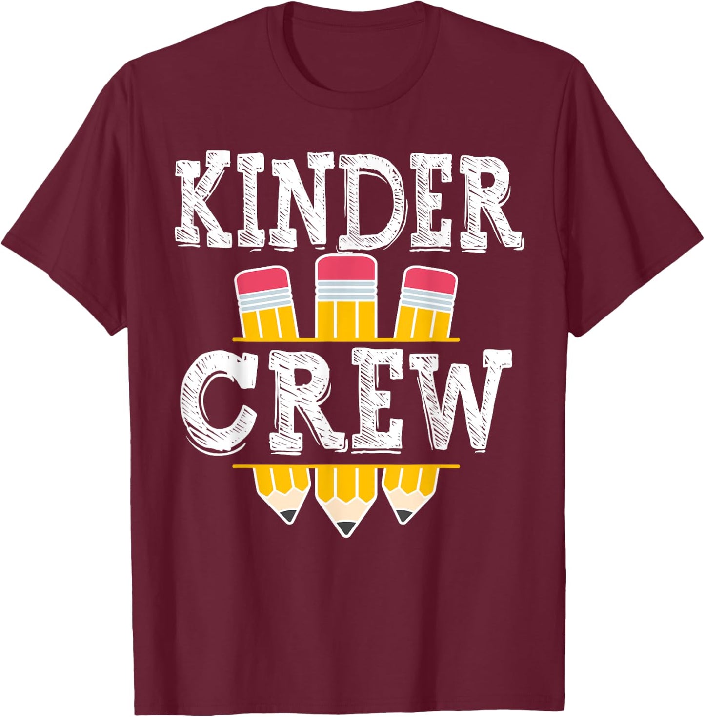 Kinder Crew Fun Kindergarten Squad Teacher 1st Day of School T-Shirt - T-Shirt | Maroon