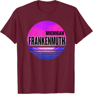 Vintage Frankenmuth Vaporwave Michigan T-Shirt - T-Shirt | Maroon