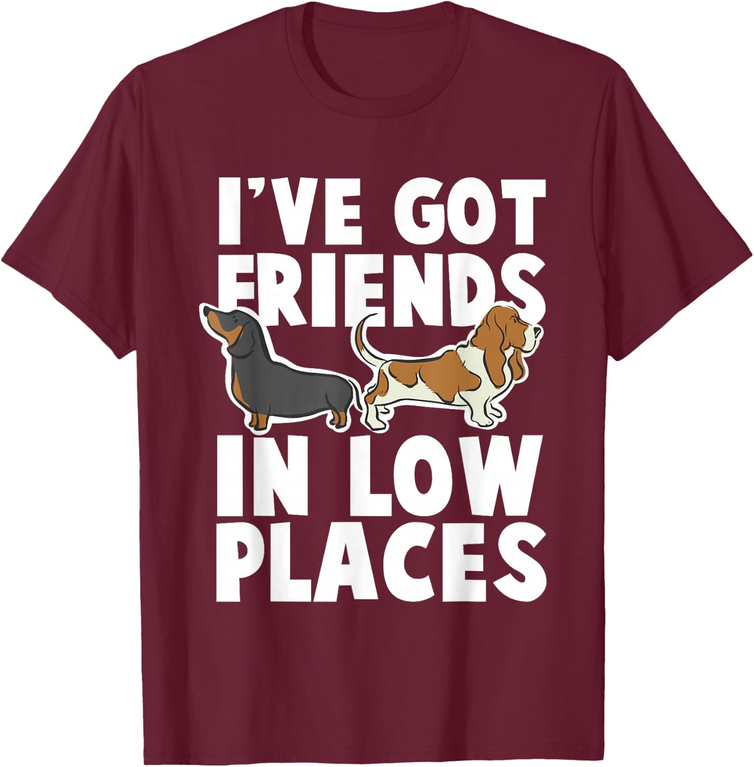 Dachshund and Basset Hound T-Shirt - T-Shirt | Maroon