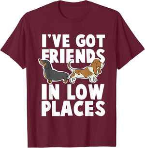 Dachshund and Basset Hound T-Shirt - T-Shirt | Maroon