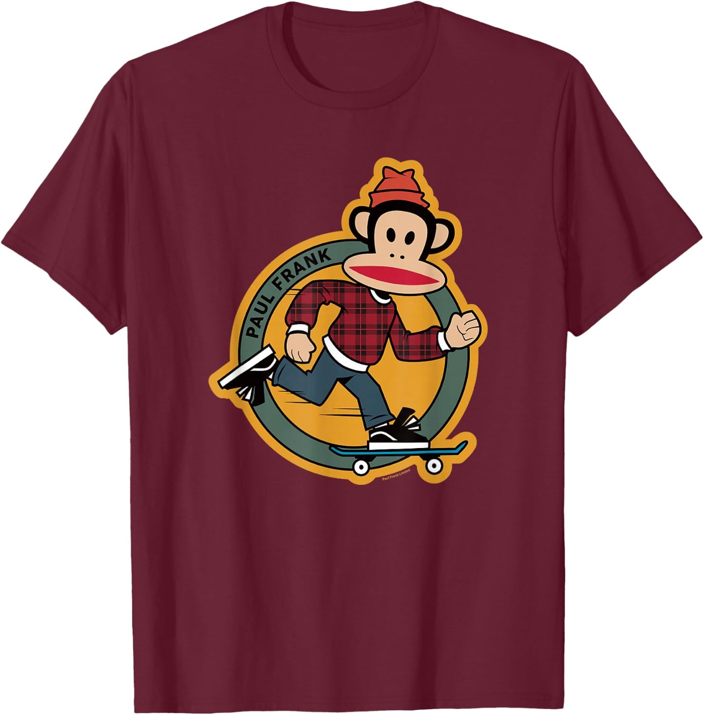 Paul Frank Julius Skateboarding Poster T-Shirt - T-Shirt | Maroon