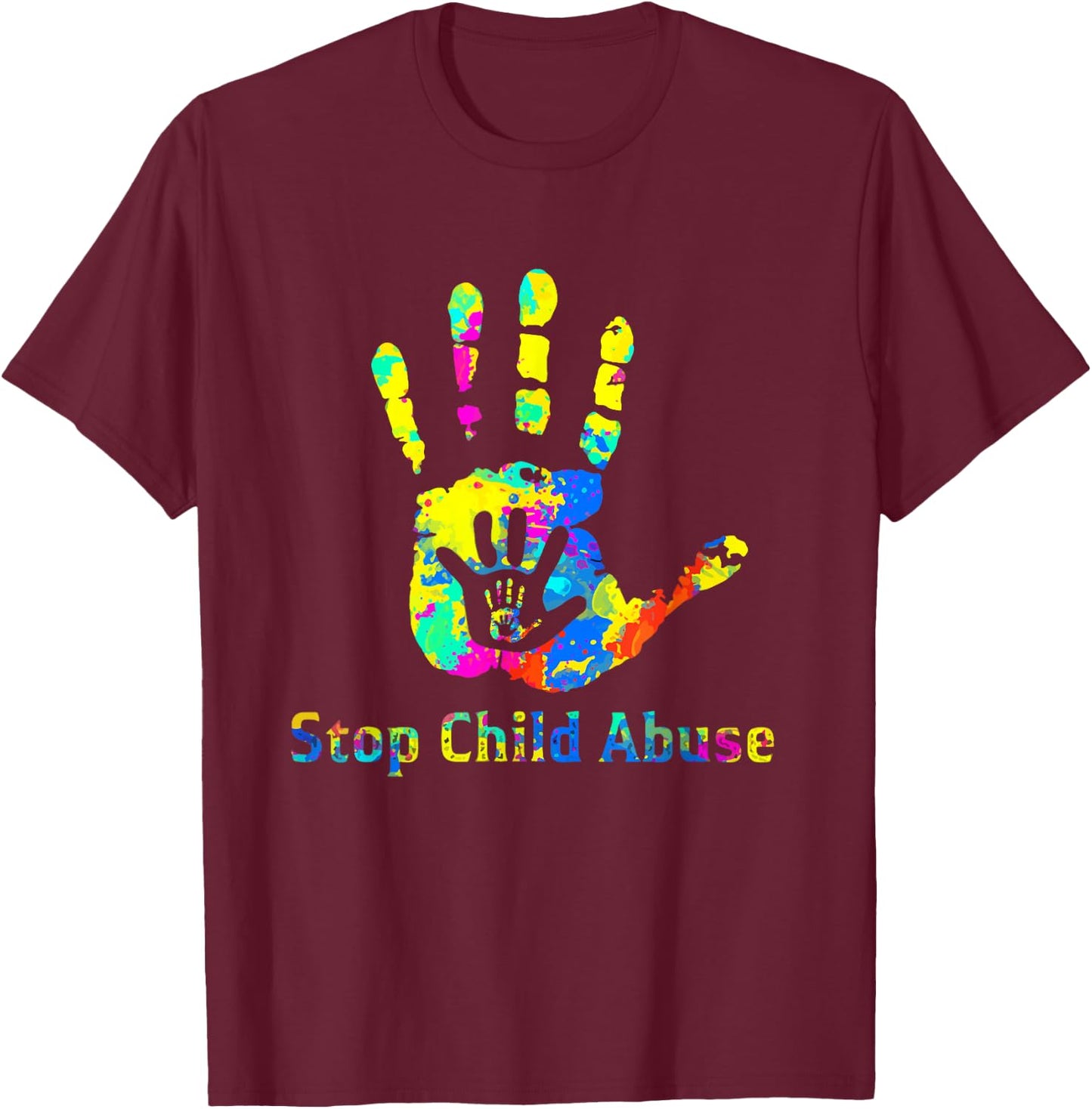 Stop Child Abuse Prevention Awareness Month Blue Ribbon T-Shirt - T-Shirt | Maroon