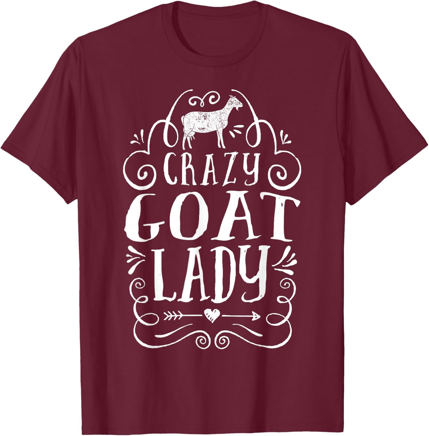 Crazy Goat Lady Girls Women Farmer Farm Animal Lover Vintage T-Shirt - T-Shirt | Maroon