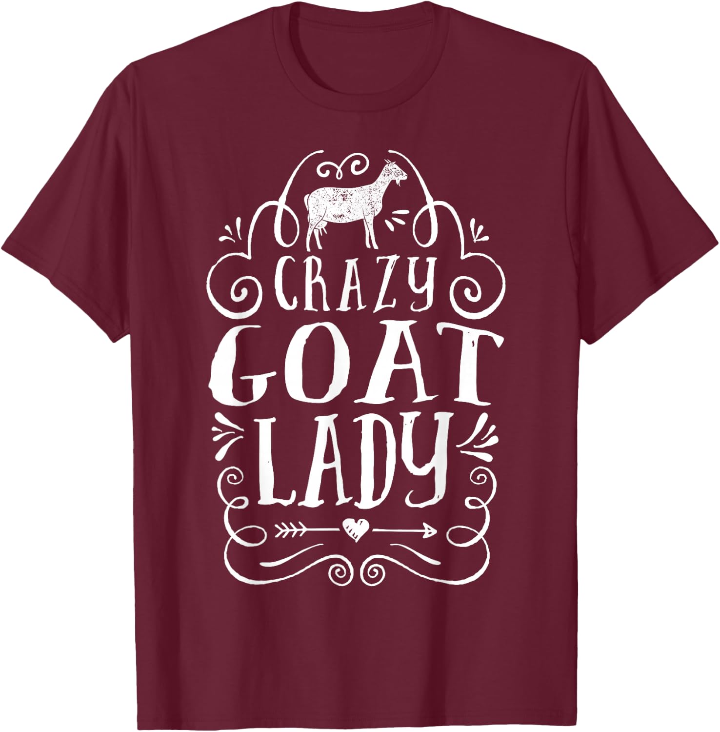 Crazy Goat Lady Girls Women Farmer Farm Animal Lover Vintage T-Shirt - T-Shirt | Maroon
