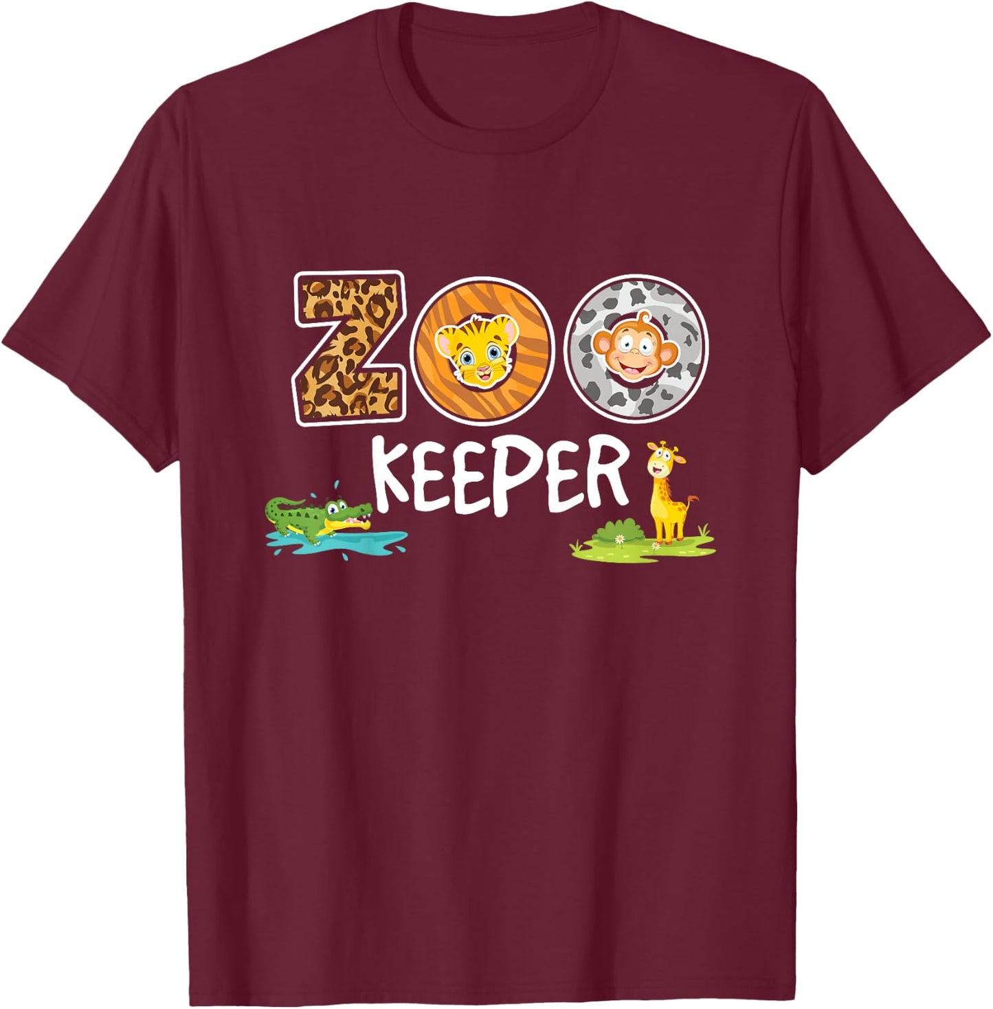 Zookeeper Costume African Savanna Zoo Keeper Animals Lover T-Shirt - T-Shirt | Maroon