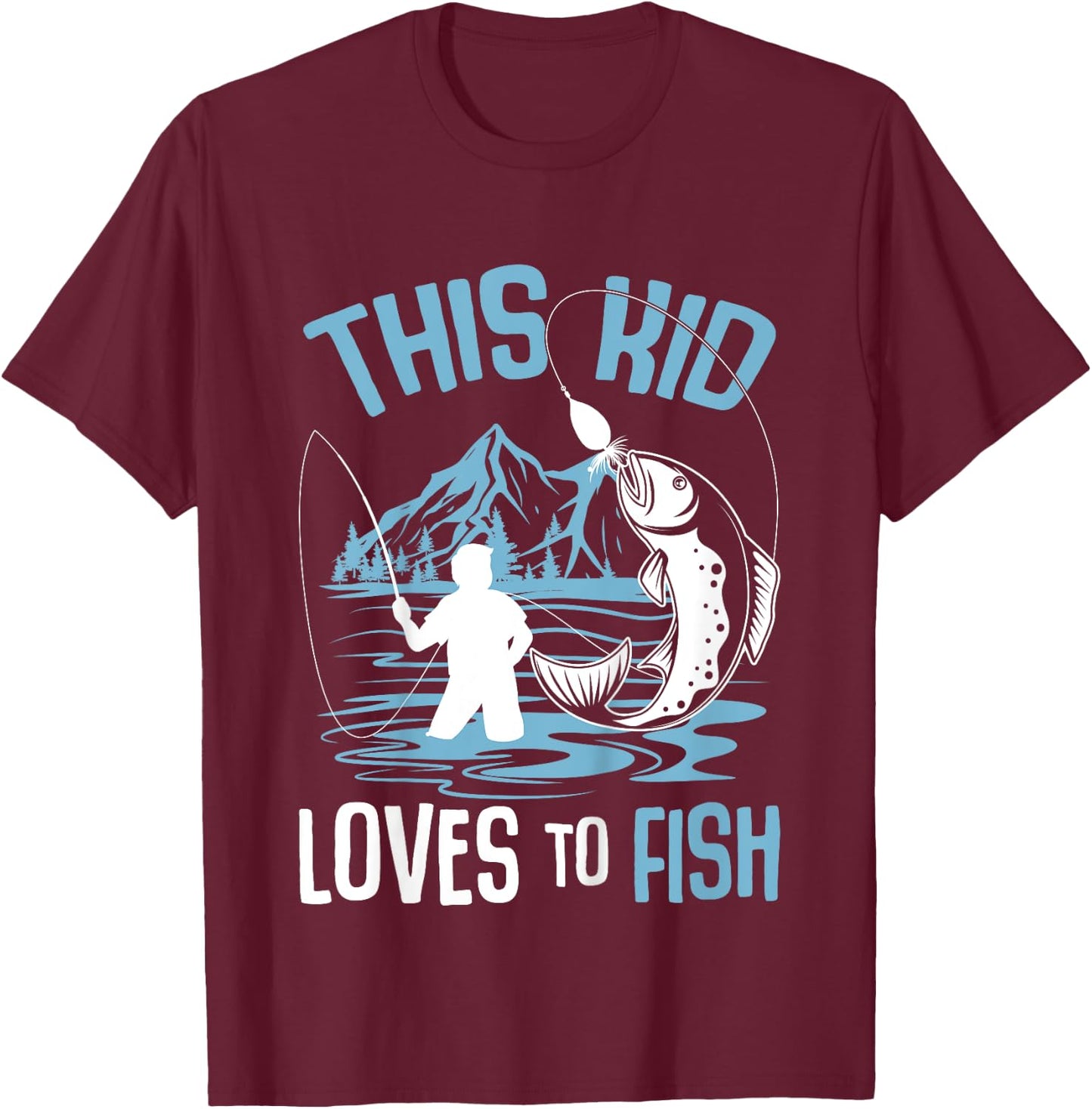 This Kid Loves To Fish Fishing Boys T-Shirt - T-Shirt | Maroon