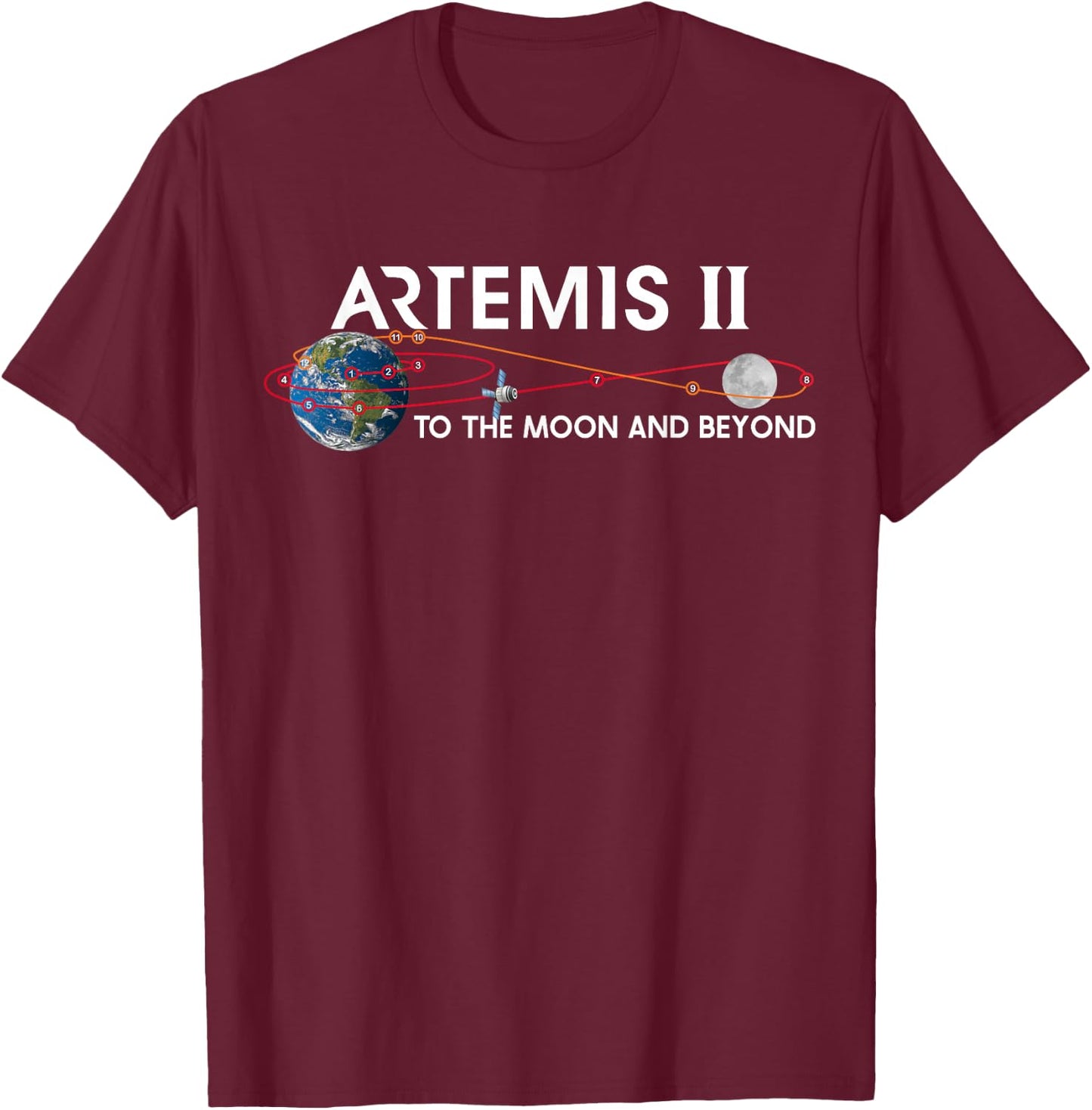 Artemis 2 Route Map SLS Rocket To The Moon And Beyond T-Shirt - T-Shirt | Maroon