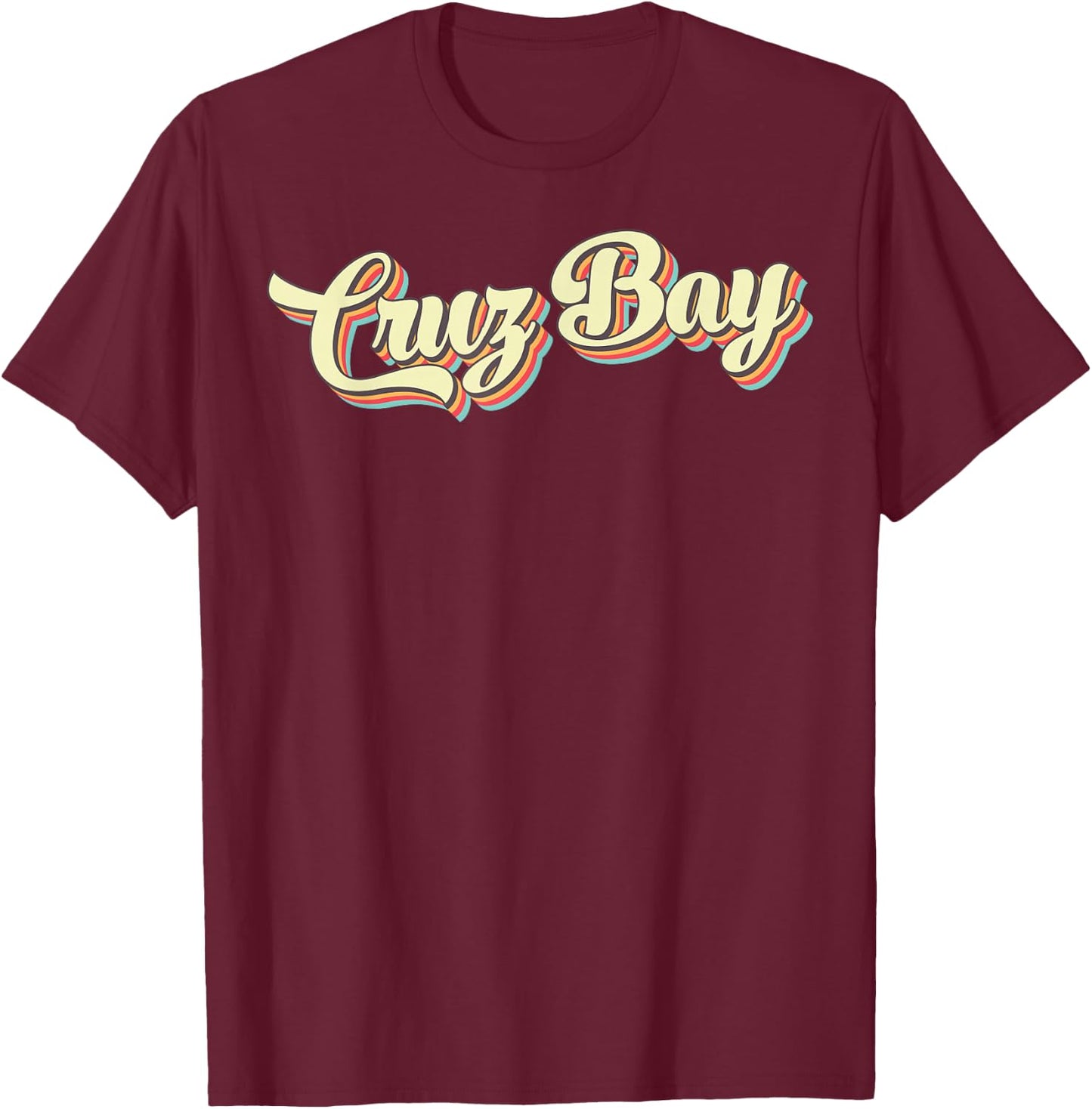 Cruz Bay Retro Art Baseball Font Vintage T-Shirt - T-Shirt | Maroon