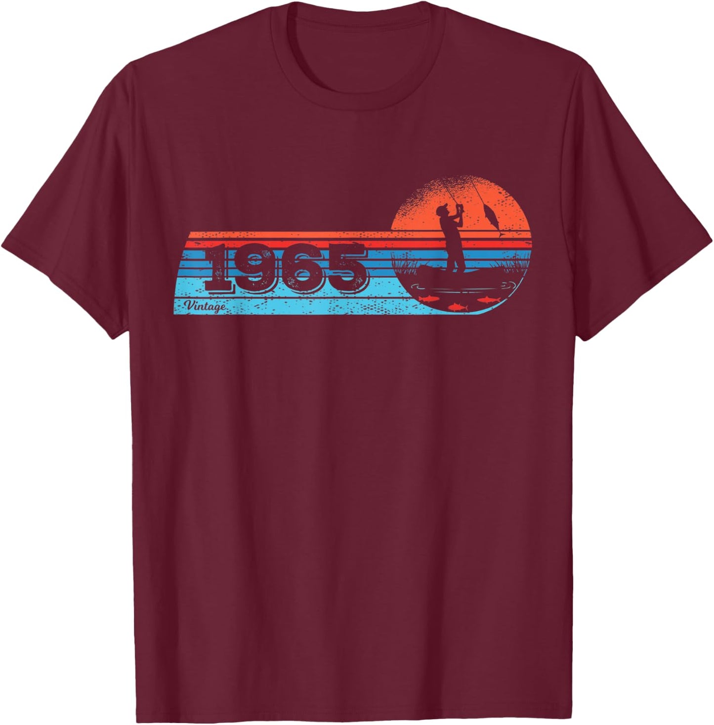 Fisher-men Vintage born 1965 Birthday Fly-fishing Fishing T-Shirt - T-Shirt | Maroon