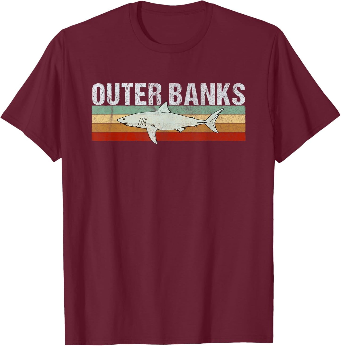 Outer Banks NC Shark T Shirt/North Carolina OBX Vintage T-Shirt - T-Shirt | Maroon