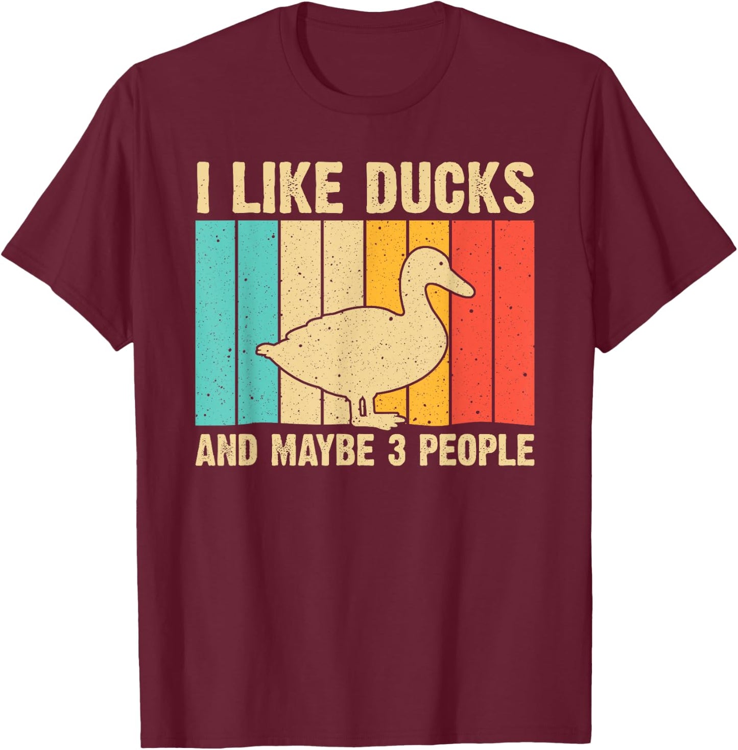 Vintage Duck Design For Duck Lovers Men Women Mallard Drake T-Shirt - T-Shirt | Maroon