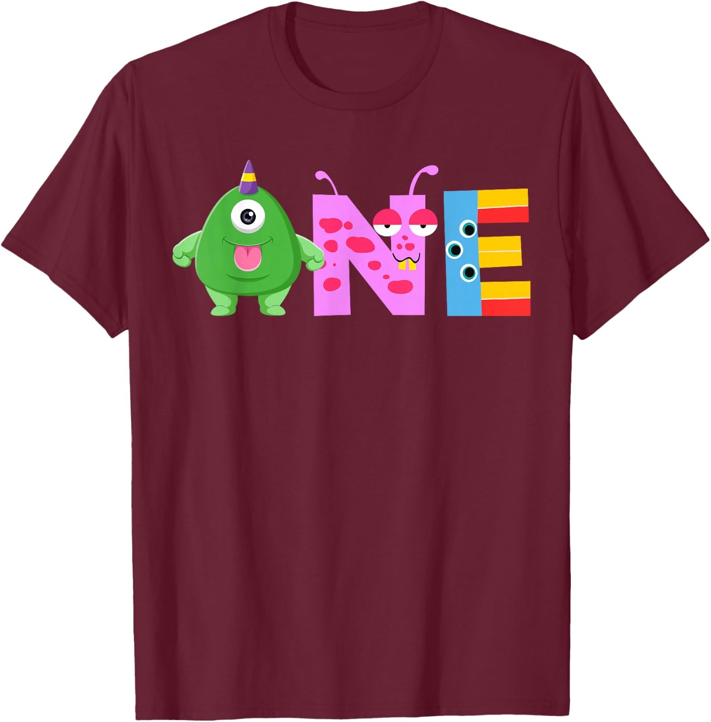 Monster One Year Old Kids 1st Birthday Party Family Monster T-Shirt - T-Shirt | Maroon