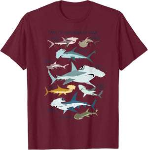 types of HAMMERHEAD shark guide T-Shirt - T-Shirt | Maroon