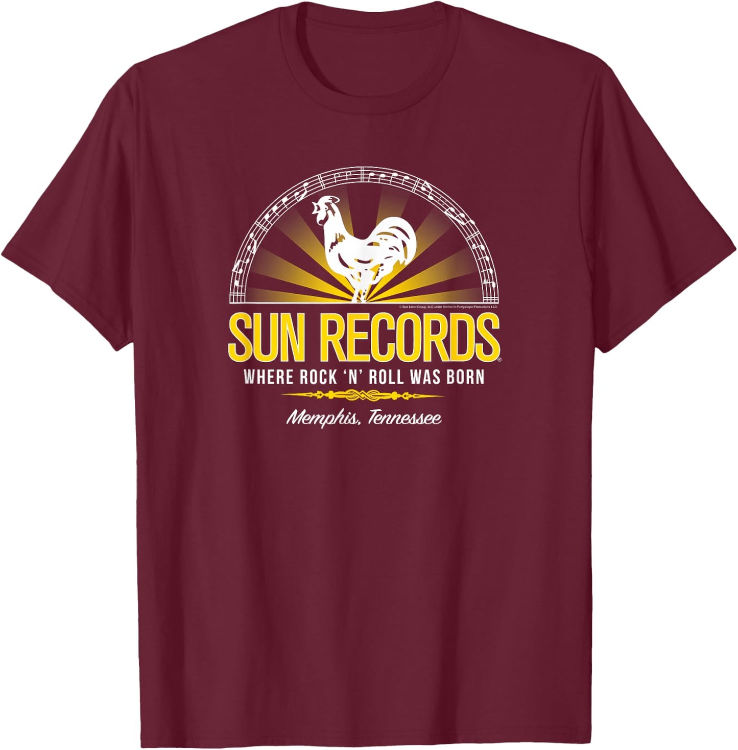 Sun Records Half Sun Where Rock N Roll Was Born T-Shirt - T-Shirt | Maroon