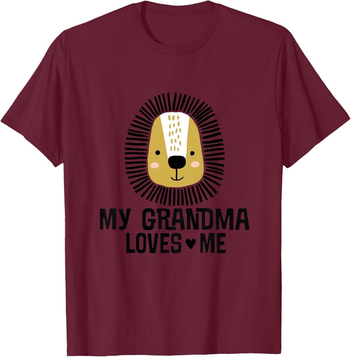 My Grandma Loves Me Grandchild Lion T-Shirt - T-Shirt | Maroon