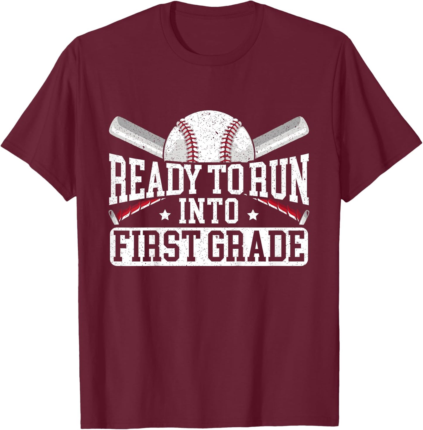 Kids Ready To Run Into First Grade First Day Of School T-Shirt - T-Shirt | Maroon