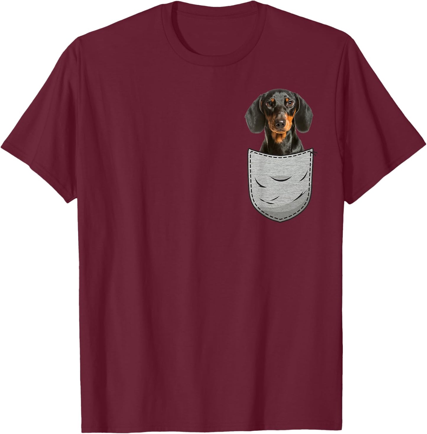 Dachshund Cap Dachshund Chest Bag Pocket Dog Owners T-Shirt - T-Shirt | Maroon
