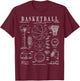 Basketball Old Vintage Patent Drawing Print T-Shirt - T-Shirt | Maroon