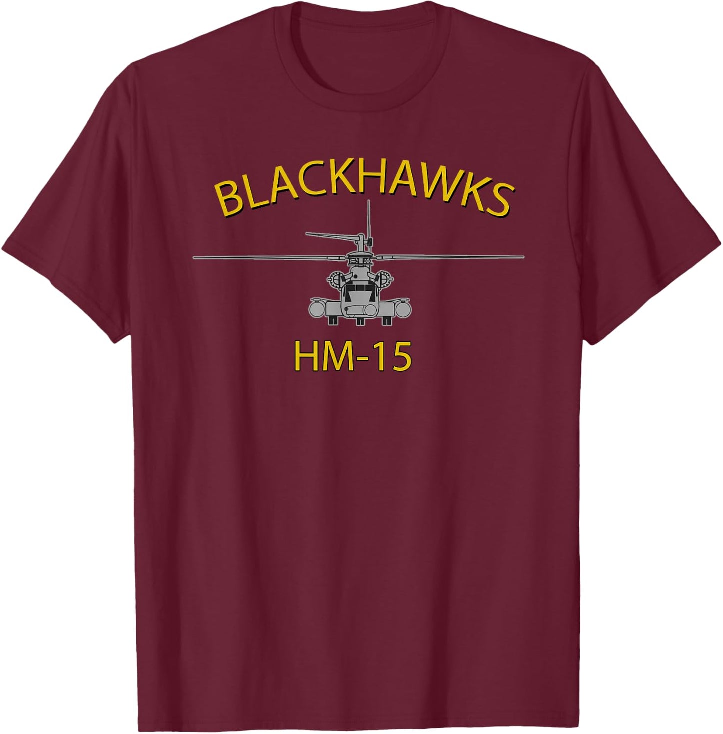 HM-15 Blackhawks MH-53 Helicopter Squadron T-Shirt - T-Shirt | Maroon