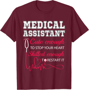 Medical Assistant Cute Nurse Stop Heart Male Female Nursing T-Shirt - T-Shirt | Maroon