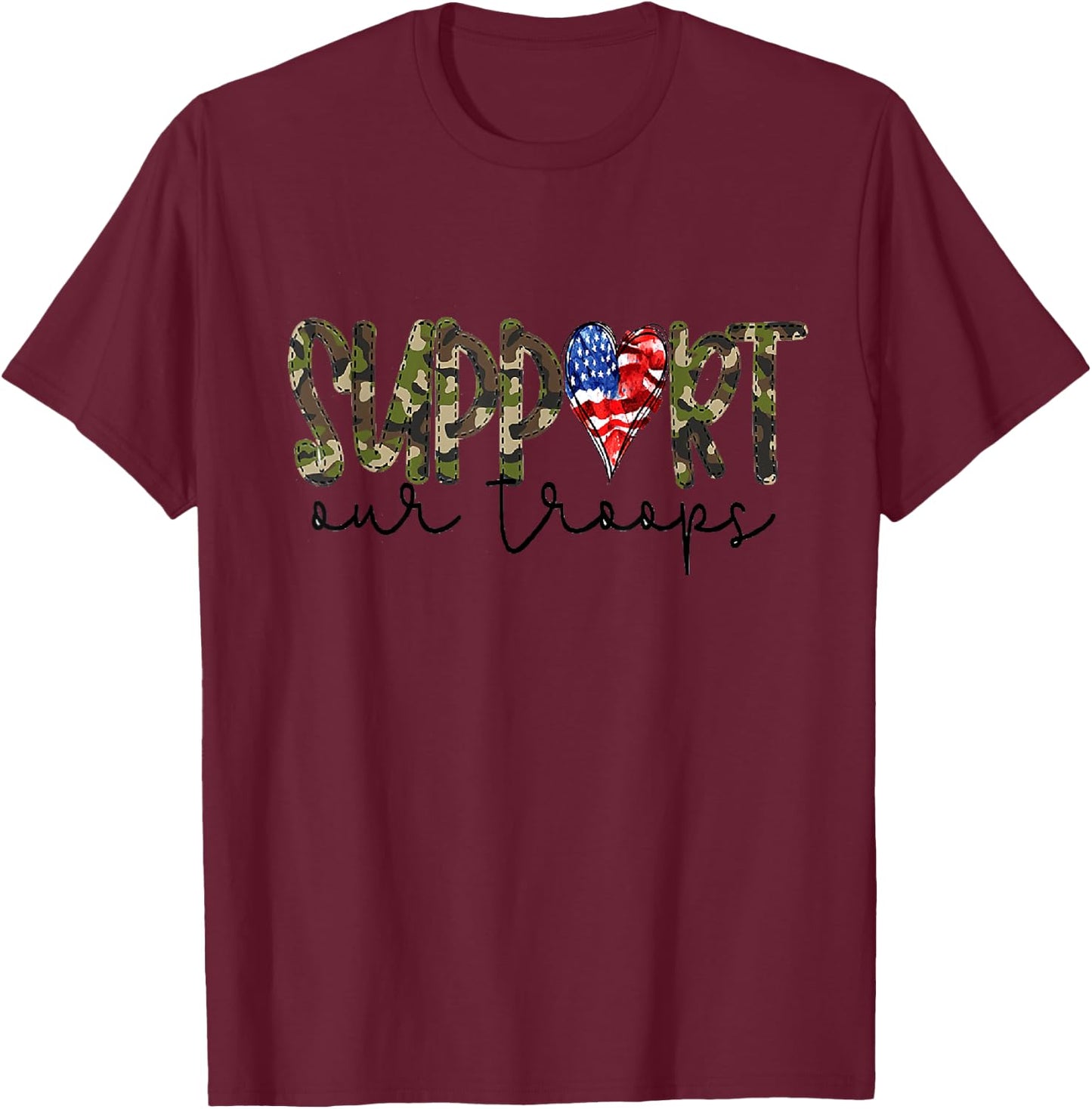 Support Our Troops Men Women T-Shirt - T-Shirt | Maroon