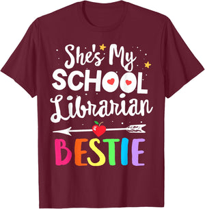 Matching School Librarian Best Friend She's My Bestie T-Shirt - T-Shirt | Maroon