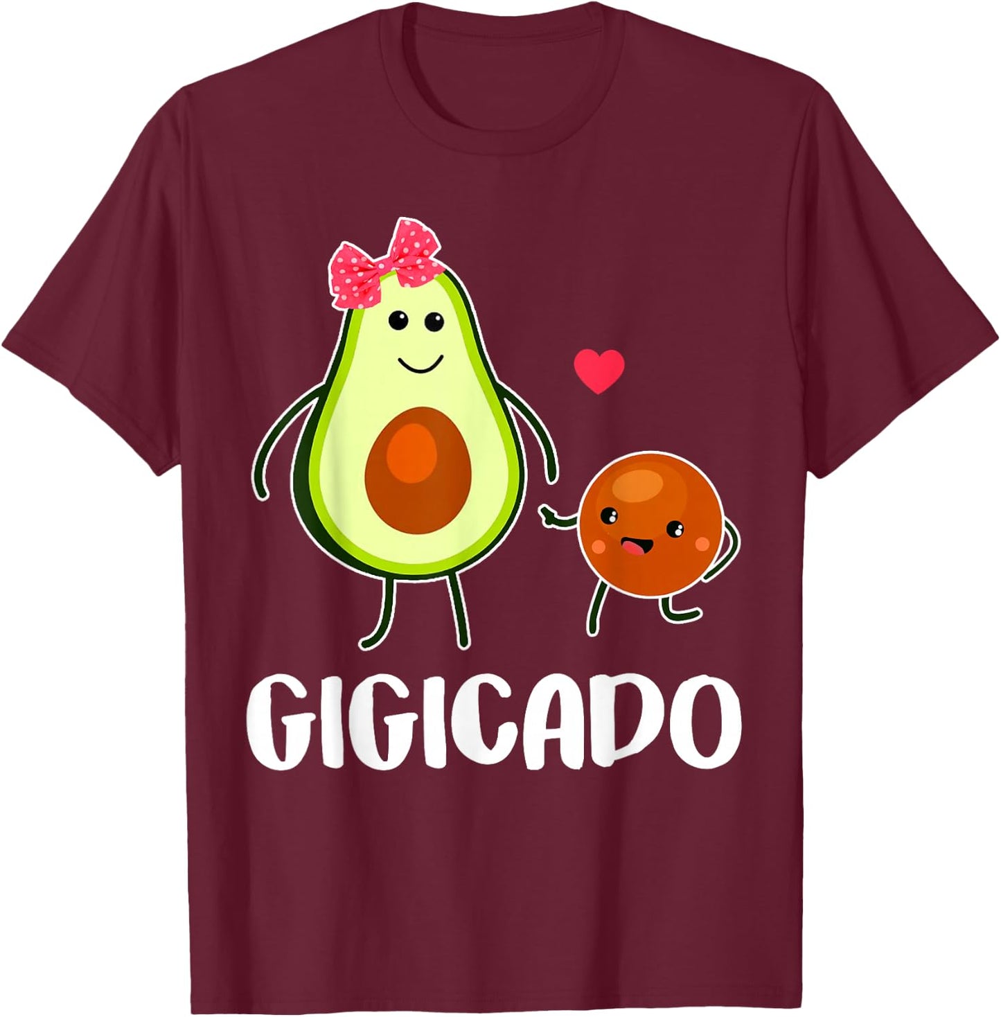 Gigicado Cute Avocado Pregnant Grandma Women Gifts T-Shirt - T-Shirt | Maroon