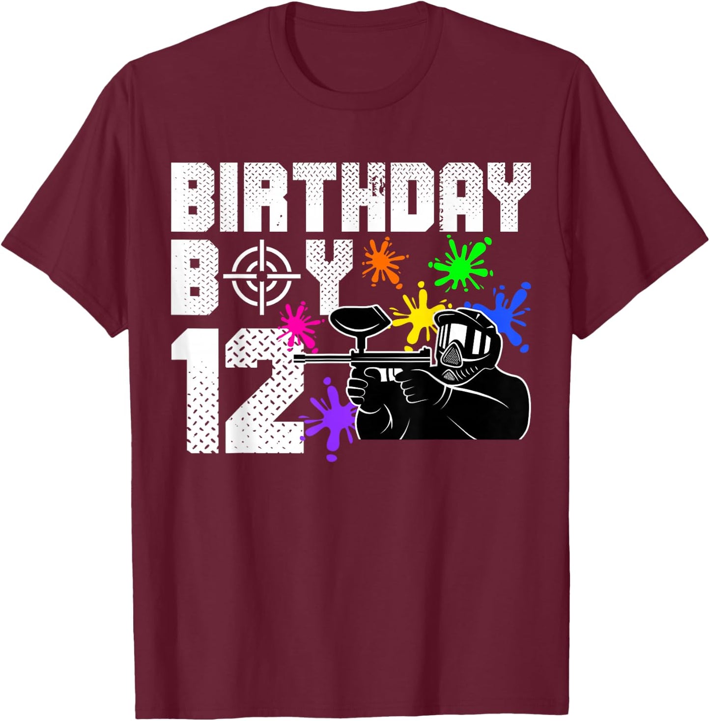 12th Birthday Paintball Outdoor Sport 12 Year Old Funny T-Shirt - T-Shirt | Maroon