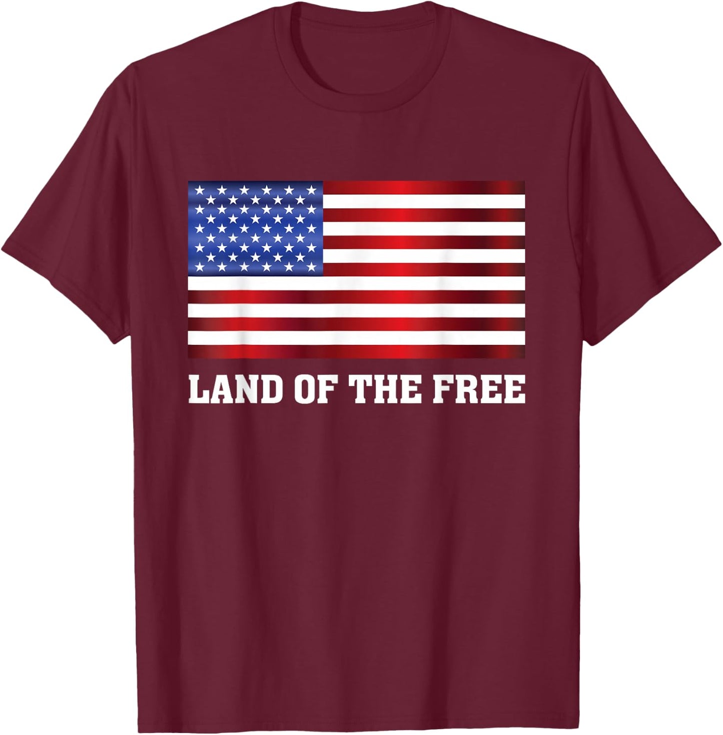 American Flag Land of the free - USA - America Pride T-Shirt - T-Shirt | Maroon