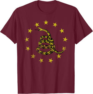 Gadsden Flag, Snake Symbol, Betsy Ross Flag, Patriotic Men T-Shirt - T-Shirt | Maroon