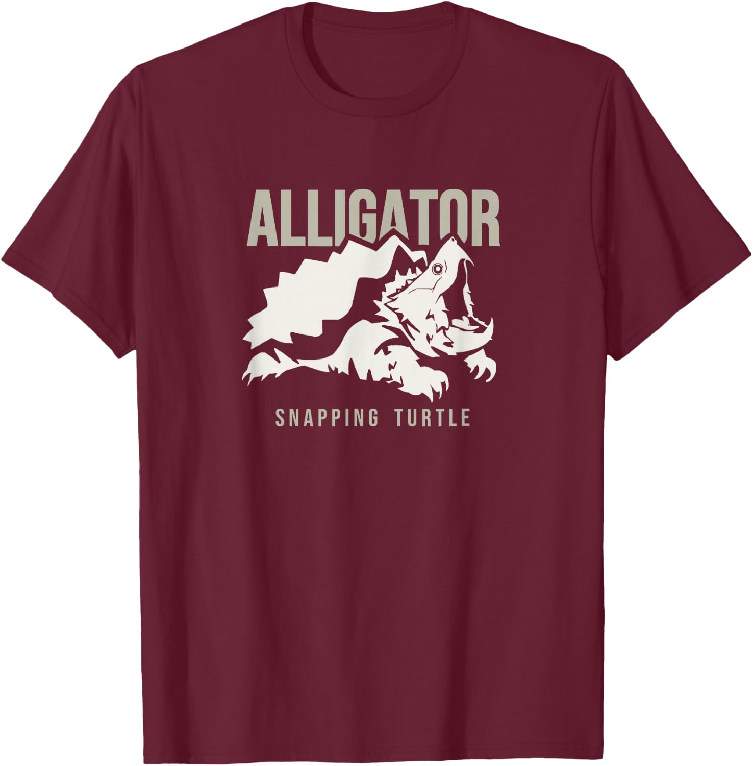 Alligator snapping turtle, stylized art for reptiles lovers T-Shirt - T-Shirt | Maroon