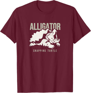 Alligator snapping turtle, stylized art for reptiles lovers T-Shirt - T-Shirt | Maroon