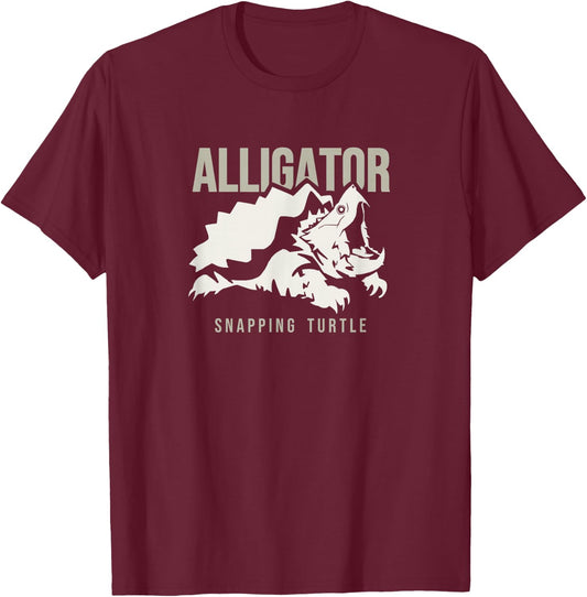 Alligator snapping turtle, stylized art for reptiles lovers T-Shirt - T-Shirt | Maroon